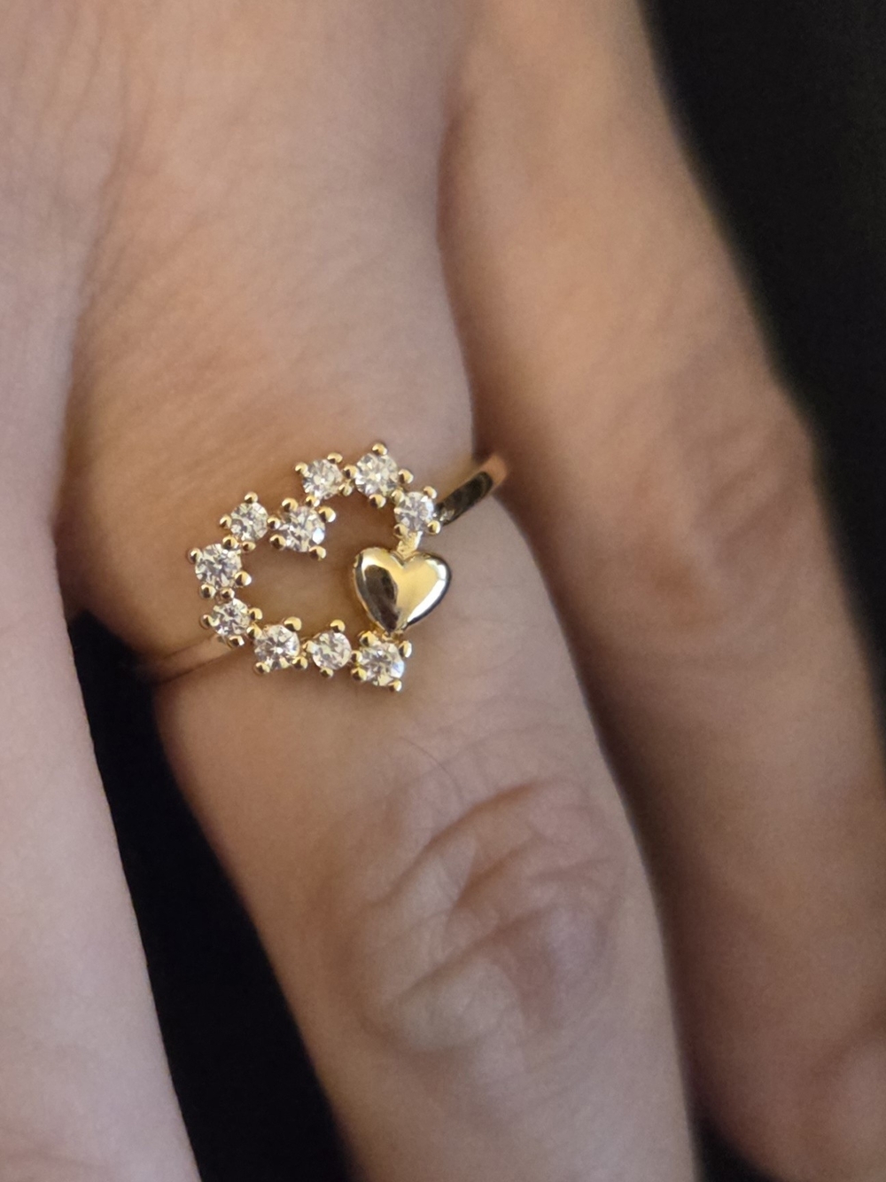 Delicate Gold Tone Heart CZ Promise Ring - Size 5.5 Ring Box